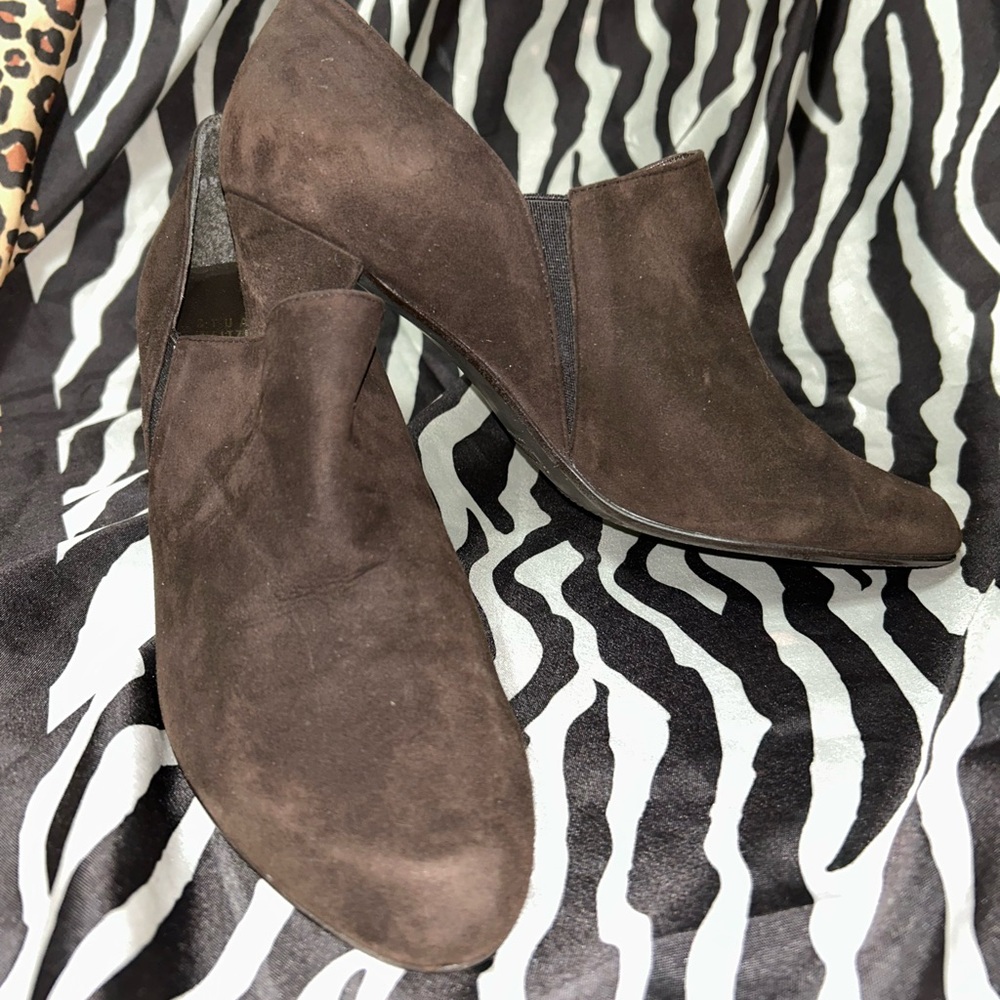Stuart Weitzman Brown Ankle Booties with Suede Finish